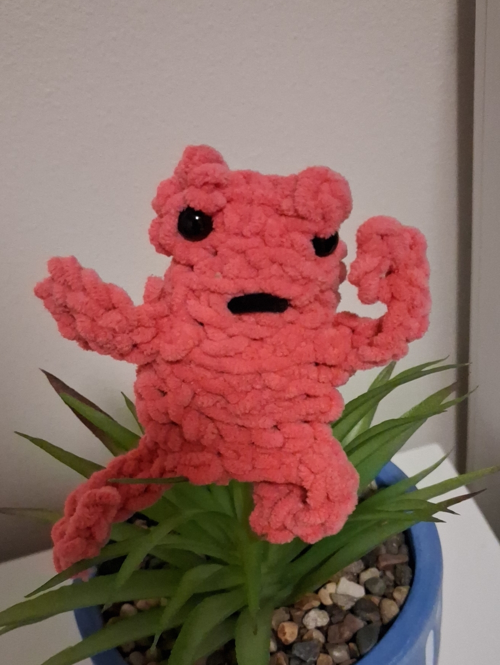 Rose Color Crochet Leggy Frog